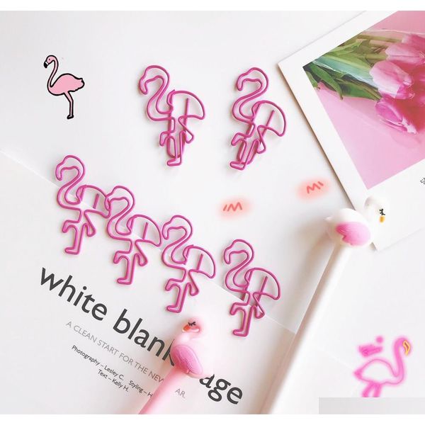 

4 pcs/lot sweet pink flamingo bookmark paper clip school office supply escolar papelaria gift stationery shipping 2018 new high
