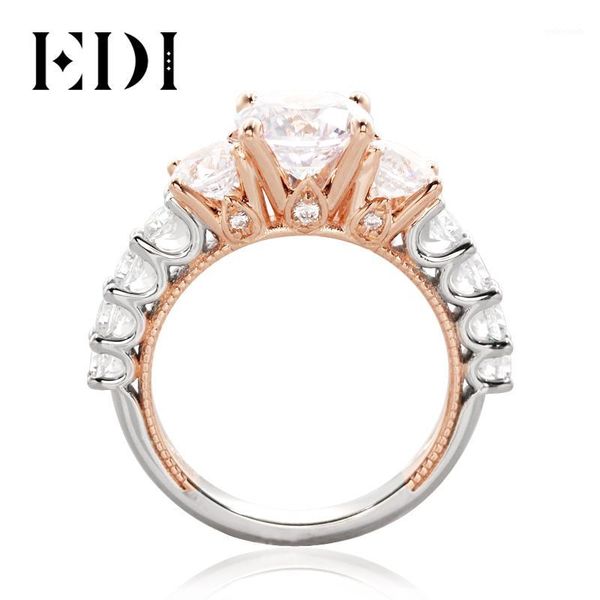 

cluster rings edi luxury royal vintage 14k rose gold white engagement ring 2ct moissanites lab grown diamond wedding ring1, Golden;silver