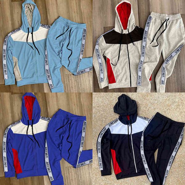 

spring and autumn new men's leisure sports hooded long sleeve suit, Gray