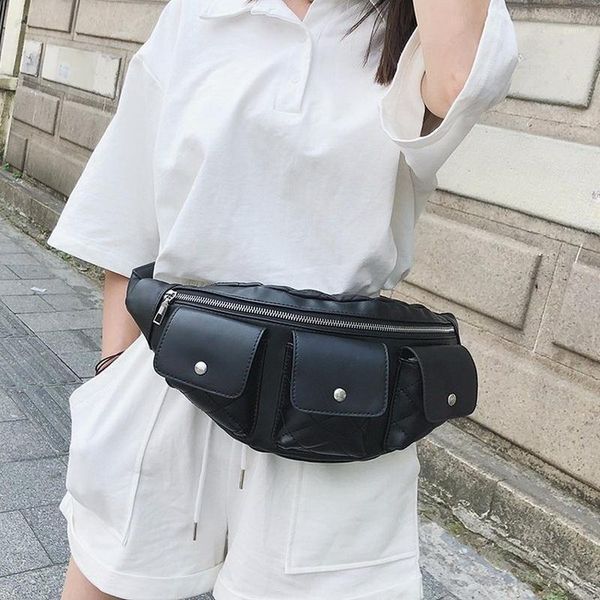 

belabolso black waist bag for women banana bag fanny pack belt bags casual chest lady pocket purse pu hmb7611