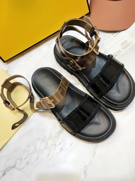 

2020 belt buckle thick bottom high leather open toe sandals women beach sandals comfortable women shoes, Black
