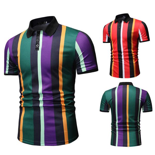 

goods in great demandmen's summer polo shirts casual stripes and contrasting patchwork colors with lapels, White;black