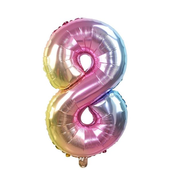 

32inch iridescent rainbow color number foil balloons birthday wedding party decoration digital balloon number air ballon globos wmthug