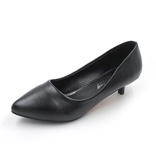 

pumps 3cm 5cm 8cm 2020 autumn large size stiletto women's shoes shallow mouth pointed high heels work shoes occupation, Black