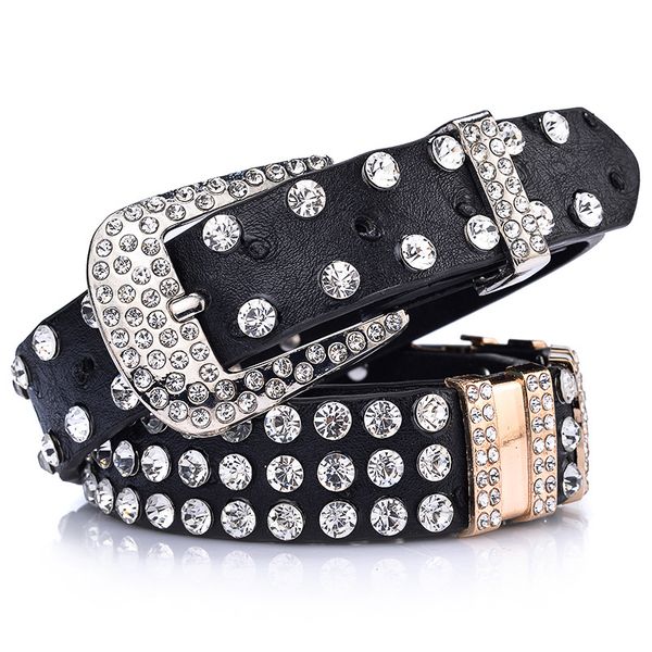 

designer belts women's all-match belts rhinestones full of rhinestones decorated fashionable wide jeans leather designers belts, Black;brown