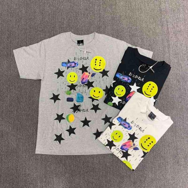 

cpfm.xyz tee t shirt men women high street printed t-shirt tide card screen smiley face printing tshirt, White;black