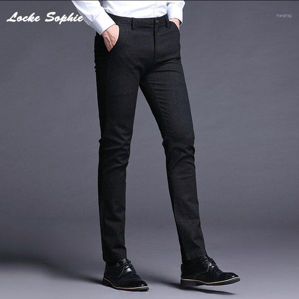 

1pcs mens plus size pencil pants trousers 2020 summer fashion cotton blend splicing slim fit men skinny business pencil trousers1, Black