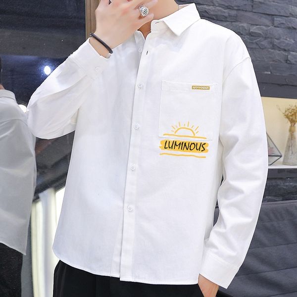 

tooling men's loose spring and autumn new pocket shirt coat korean fashion casual handsome 1009, White;black