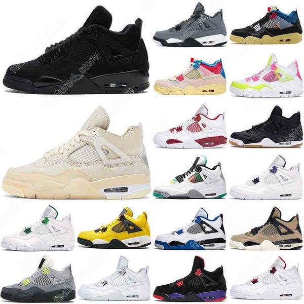 

13 dropshipping 4s desert moss basketball shoes for men women 4 university blue #59 taupe haze bred sail court purple mens trainers, Black