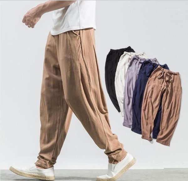 

style harajuku plus size men trousers costume loose japan fashion capris pants asian smart casual1 men's, Black