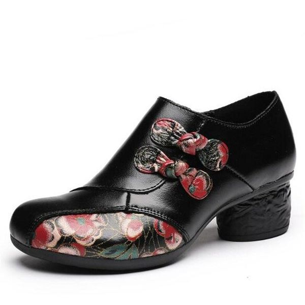 

cowhide printing women fashion shoes woman high heel shoes spring retro women elegant comfort genuine leather, Black