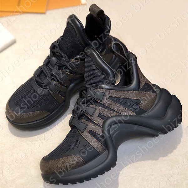 

archlight sneakers classic brown heighten leather arch design cozy trend platform luxurys casual dad shoes runner trainers designer, Black