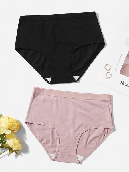 

2pack plus solid panty o8kq#, Black;white