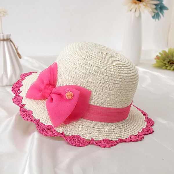 

2020 новый шнурок лук лето hat детские кружева цветок соломенная шляпка для девочек на открытом воздухе шлемов sun для детей пляж панамы кеп, Black;white