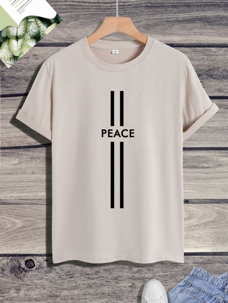 

men letter graphic round neck tee f913#, White;black