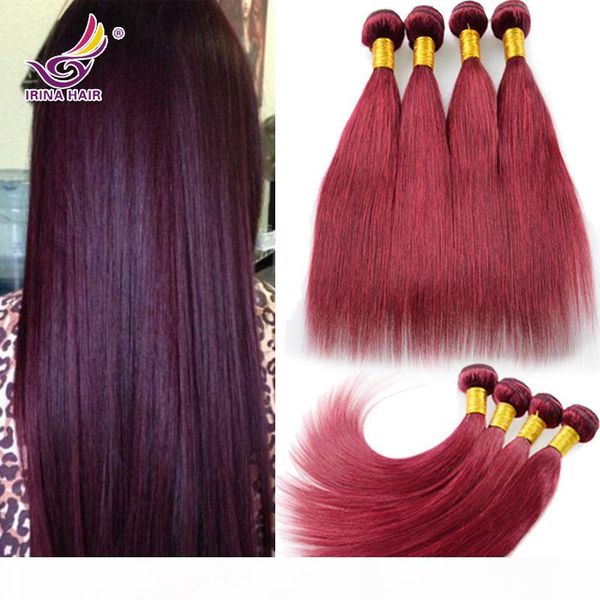 

vietnamese virgin hair straight 99j 4pcs lot burgundy hair weaves 8-30inch 100% unprocessed remy human hair extensions no tangle no shedding, Black