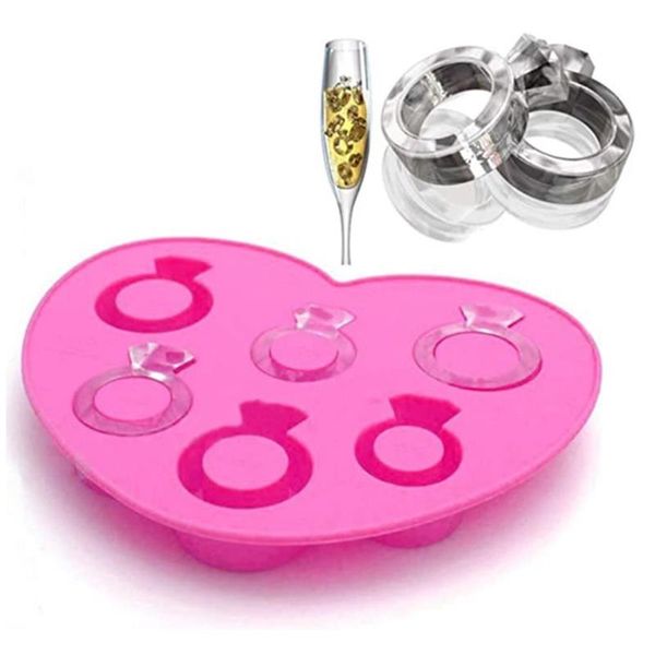 Creatore di cubetti di ghiaccio a forma di anello di diamanti creativo Vassoio per cubetti di ghiaccio fai-da-te Stampo per cioccolato Home Bar Party Cool Whisky Wine Ice Cream Tool