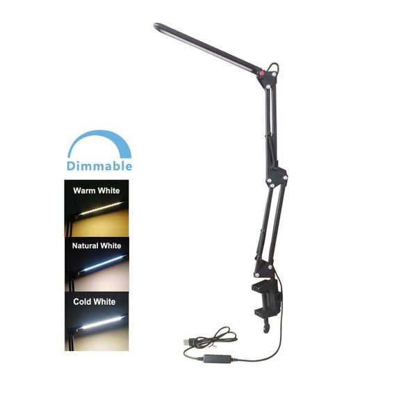

usb table lamp 6w flexible dimmable led desk lamp three color modes reading light with clip dc5v 1022