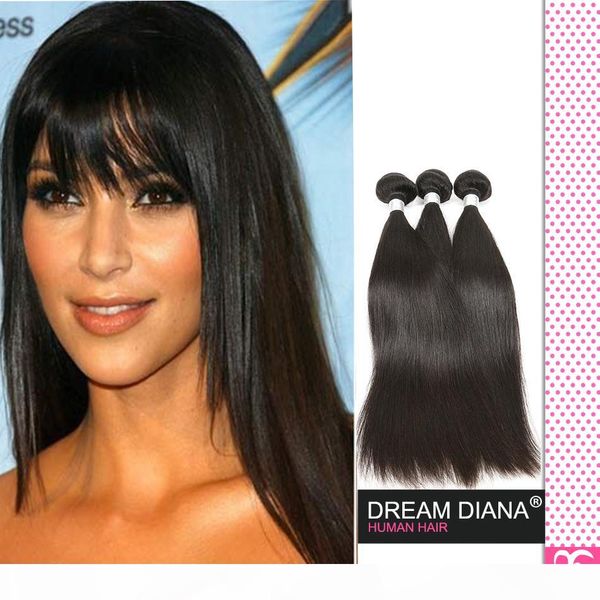 

brazilian virgin hair straight unprocessed 4pc lot 1b alimice brazilian hair weave remy hair extensions wholesale binhuihumanhair, Black