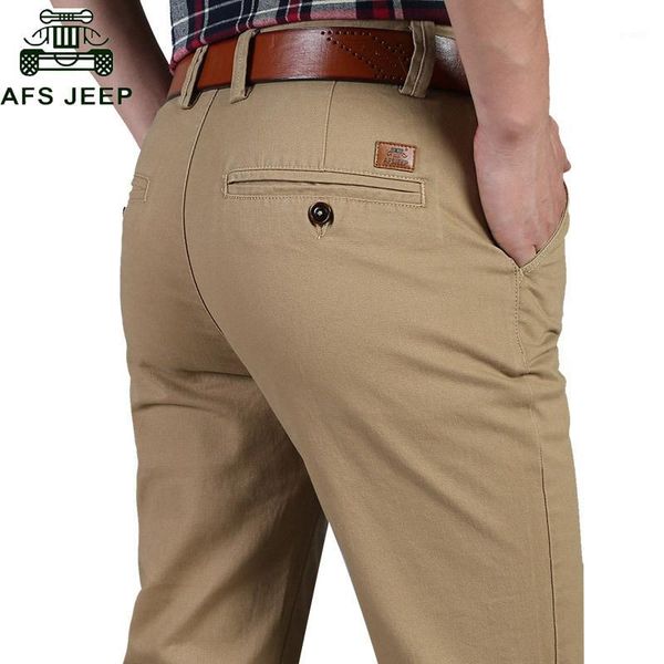 

afs brand men's casual pants 2020 autumn winter cotton business pants men elastic fabric skinny straight trousers man1, Black