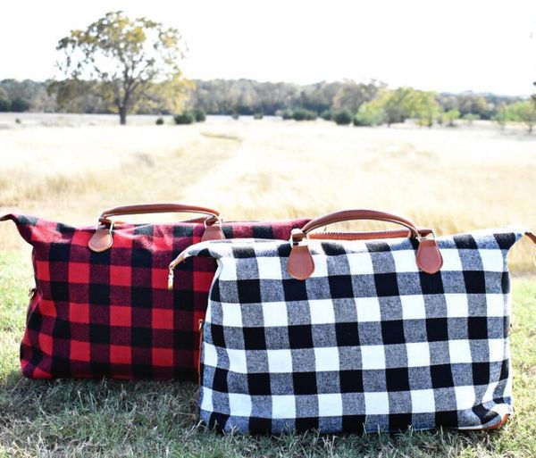

buffalo check handbag red black plaid bags large capacity travel tote with pu handle storage mate wmtoxx bdegarden