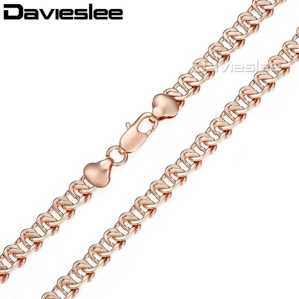 

chains davieslee 7.5mm cut snail link 585 rose gold filled chain necklace for women gn219, Silver