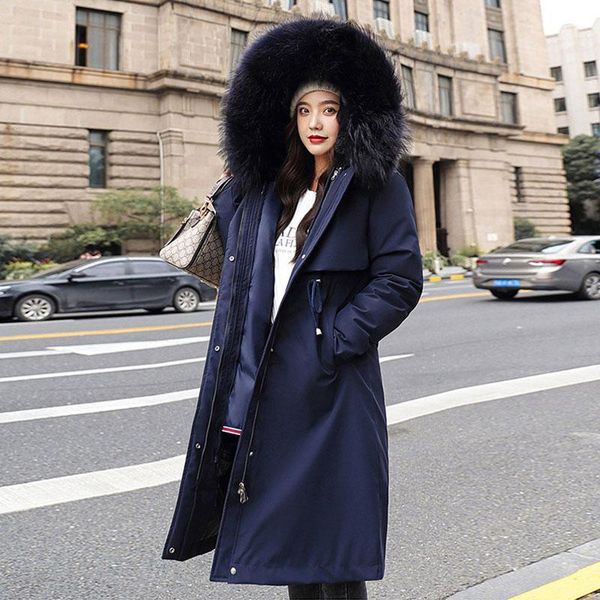 

long parka women 2021 thick winter cotton liner coat plus size m-4xl padded jacket hooded loose outerwear warm coats femme hiver1, Black