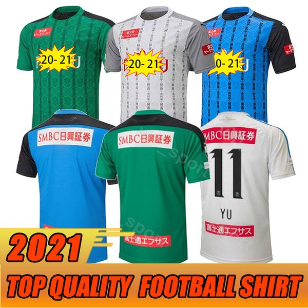 

2020 kawasaki frontale soccer jerseys j1 league #11 yu home blue soccer uniform mens #14 kengo away white football shirt, Black;yellow