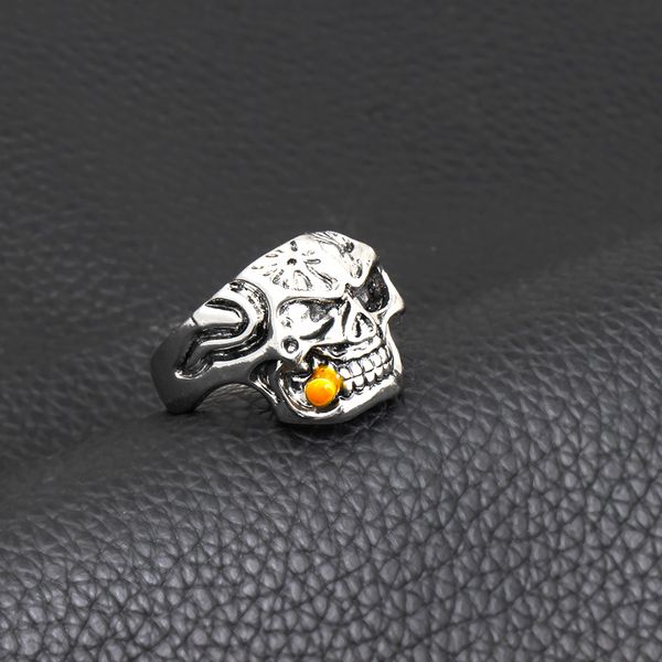 

rock punk skull ring men zircon eye rings, Silver