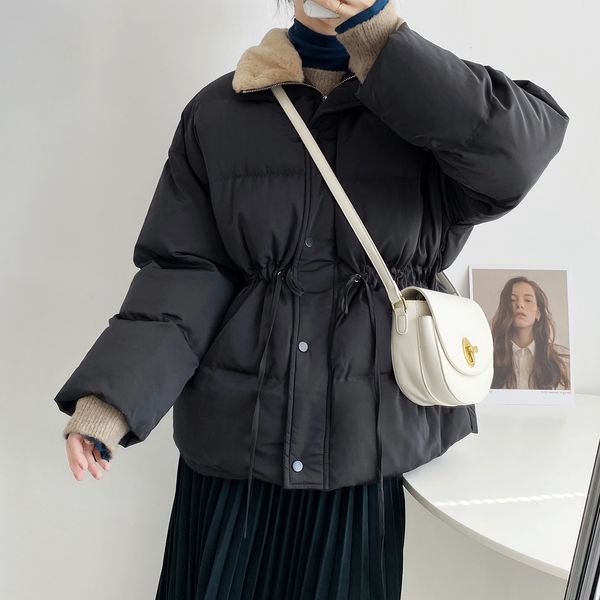

2021 new winter furry turn down collar jacket for women coat outerwear feminino eg56, Black