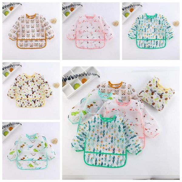 

baby bibs cartoon print burp clothes feeding anti-dirty waterproof saliva towel cute detachable infant food bib pinafores dhc2655