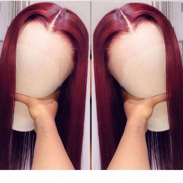 

synthetic wigs burgundy red wig for women 24 inches straight 99j color dark red wine wig heat resistant fiber hair, Black