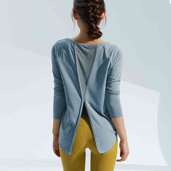 

women's autumn yoga women's loose mh stitched long sleeve fitns cloth sports running fast drying breathable t-shirt, White