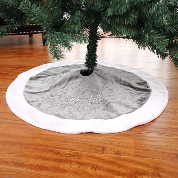 

90cm christmas tree skirt christmas embroidery tree skirt short plush decoration mat scene decoration
