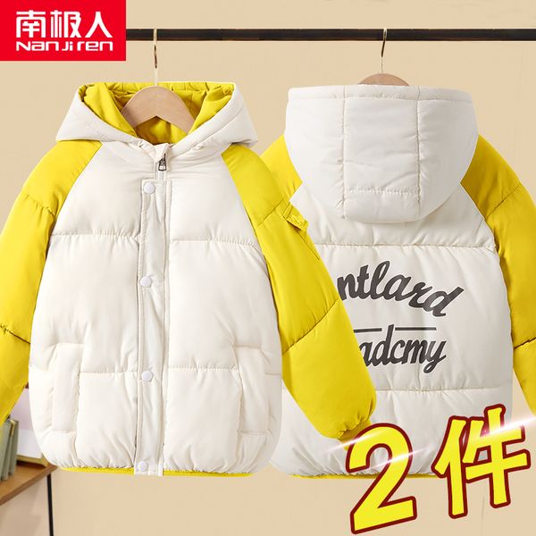 

girl's 2020 new baby winter clothes boy's coat plush and thickened cotton padded jacket with foreign style, Blue;gray