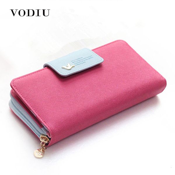 

large capacity women long slim wallet female coin purse leather zipper clutch lady handbag phone card p holder wristlet