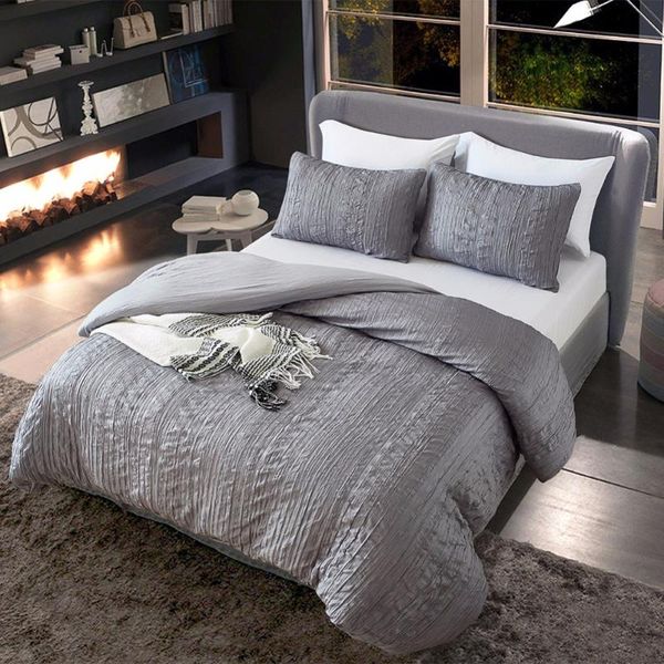

bedding sets home textile luxury bed linen solid wrinkled bedclothes cover pillowcase duvet quilt