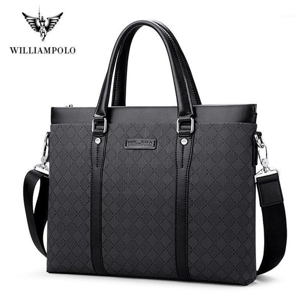 

briefcases williampolo men's leather business briefcase casual man shoulder bag messenger male lap handbags men travel bags1