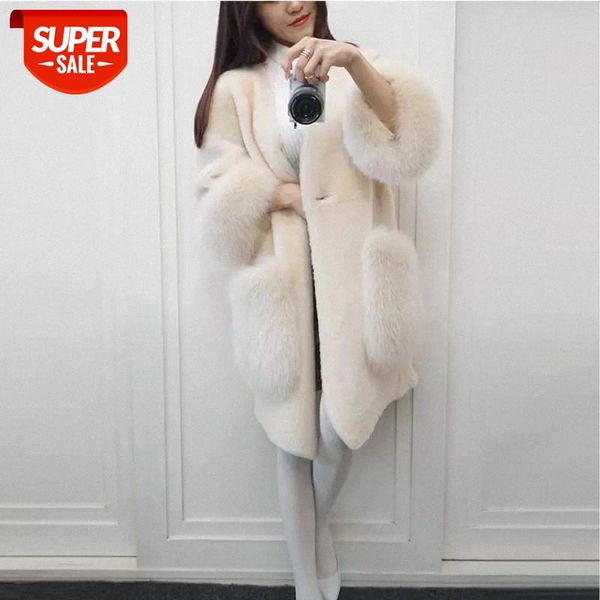 

autumn winter women wool fur coat korean new fashion button pocket granules sheep shearing fur jacket ladies long overcoat #es6p, Black;brown