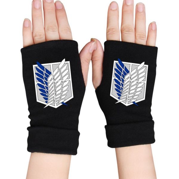 

cartoon finger cotton knitted wrist attack on titan tokyo ghoul hand mittens anime accessories cosplay fingerless gloves, Blue;gray