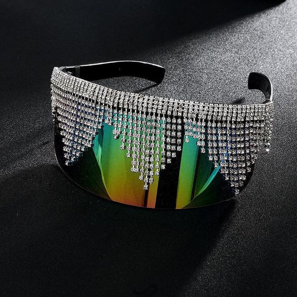 

sunglasses vintage diamond ladies mirror rhinestone 2021 fashion woman one piece square glasses glasses1, White;black