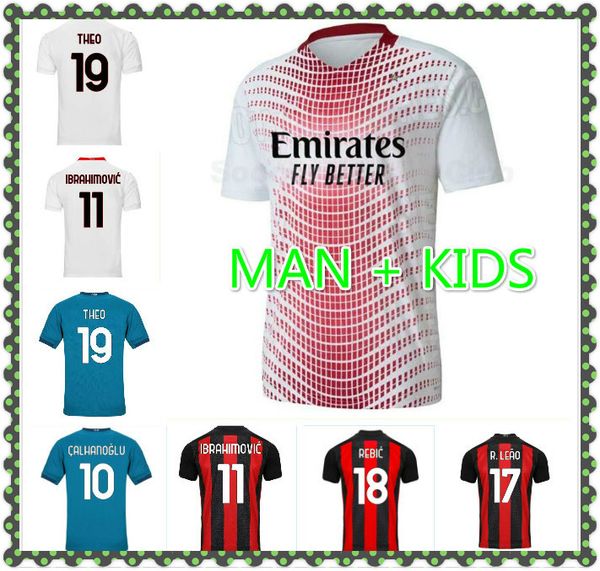 

2021 ac milan soccer jerseys 20 21 2020 theo paqueta bennacer rebic leao romagnoli ibrahimovic football jersey shirts men kids kits uniforms, Black;yellow