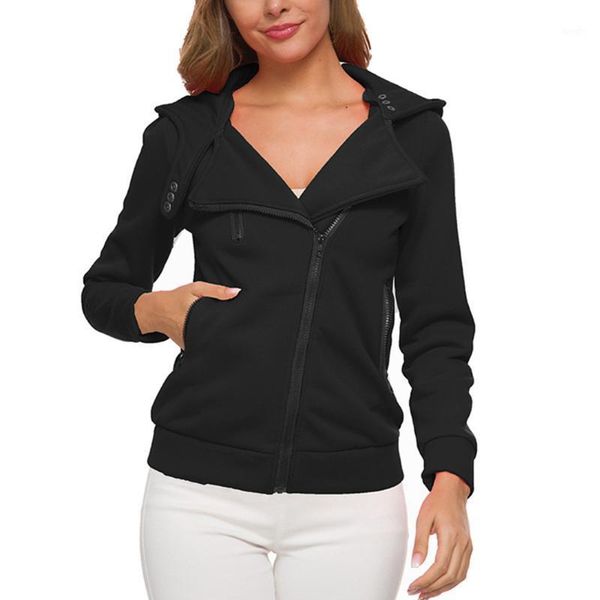 

2020 new arrivals autumn winter women thick hoodie zipper casual long sleeve jacket sweatshirt1, Black;brown