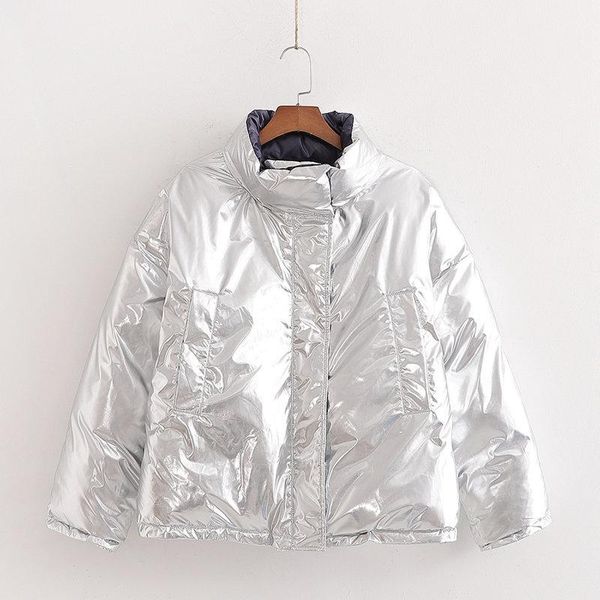 

casual woman reversible coat jacket 2019 winter new fashion splice straight ladies nabdarin collar parka coat loose padded1, Black