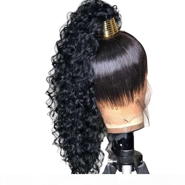 

new transparent lace wigs pre plucked full lace human hair wigs glueless lace front human hair wigs curly, Black