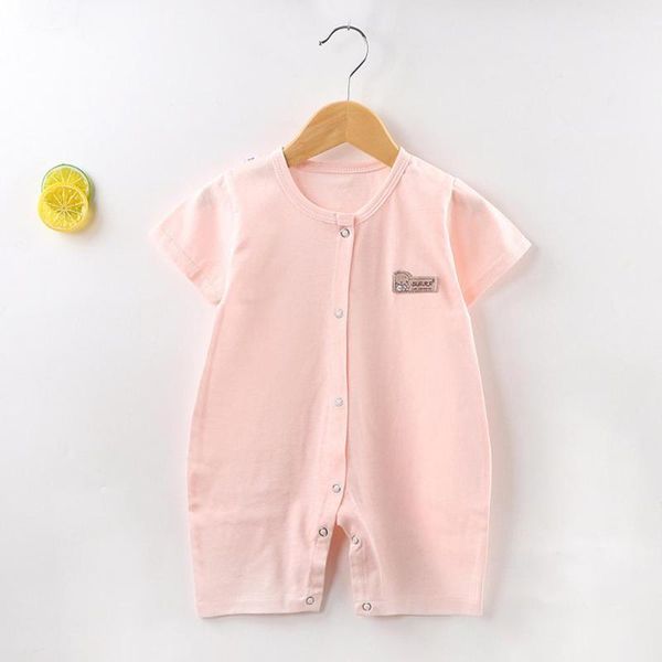

jumpsuits solid born baby short sleeve cotton jumpsuit one piece romper outfit infant clothing boy & girl rompers1, Blue
