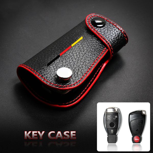 

cowhide leather car key case cover shell for mercedes benz w204 w203 w205 w211 c s e class gla glk keychain accessories