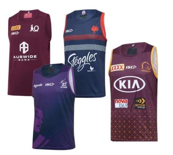 

20 rugby tank australia melbourne storm qld maroons rugby jerseys brisbane broncos sydney roosters nrl rugby league jersey vest, Black;yellow