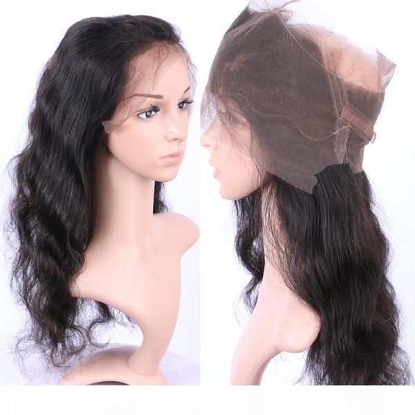

360 band full lace frontal closure 22*4*2 body wave brazilian human hair 360 lace frontal big stock wholesale price, Black