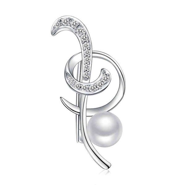 Sinya-Broschen aus 925er-Sterlingsilber, AAAAA-Naturperle, Treble Notes-Stil, feines Geschenk für Frauen, mit drehbarer Clip-Nadel-Rückseite